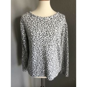 White Gray Shimmer Animal Print Pullover Sweater